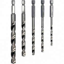 Grąžtų rinkinys su Hex 6.3 mm (1/4″) galu, 5vnt. 4 MM – 10 MM Grąžtų rinkinys su Hex 6.3 mm (1/4″) galu, 5vnt. 4 MM – 10 MM