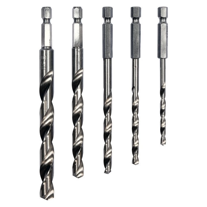 Grąžtų rinkinys su Hex 6.3 mm (1/4″) galu, 5vnt. 4 MM – 10 MM