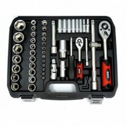 Galvučių ir įrankių rinkinys 1/2 + 1/4 108 dalių