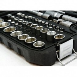 Galvučių ir įrankių rinkinys 1/2 + 1/4 108 dalių