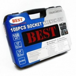 Galvučių ir įrankių rinkinys 1/2 + 1/4 108 dalių