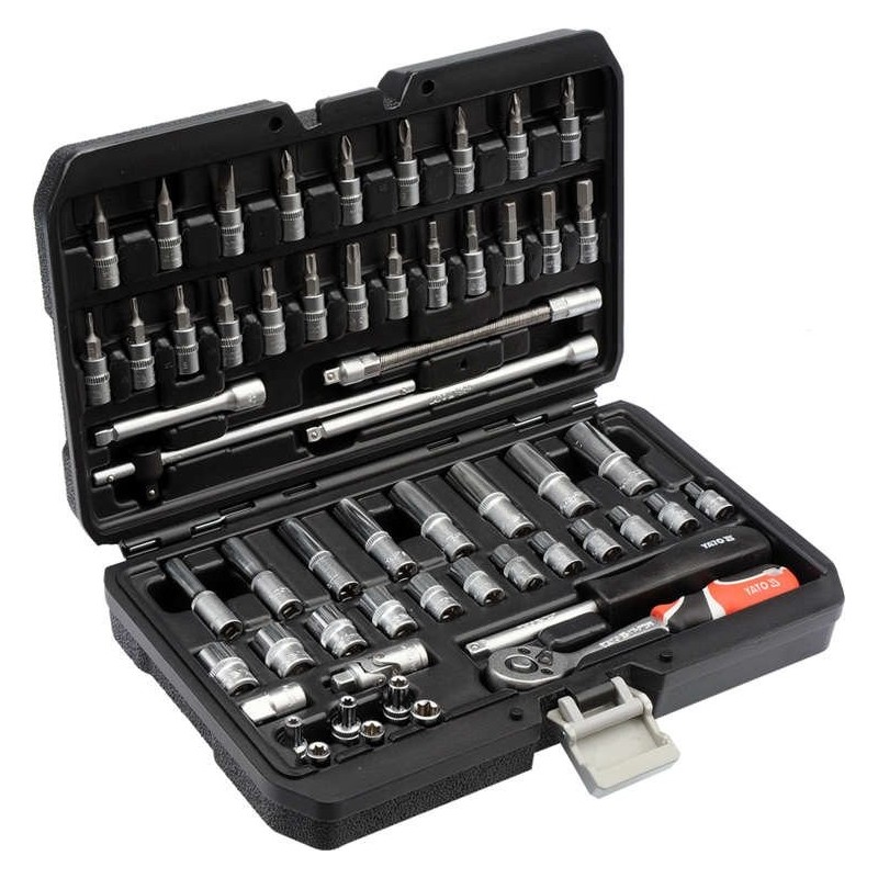 Galvučių rinkinys su terkšle  1/4(6.3 mm)  56vnt.