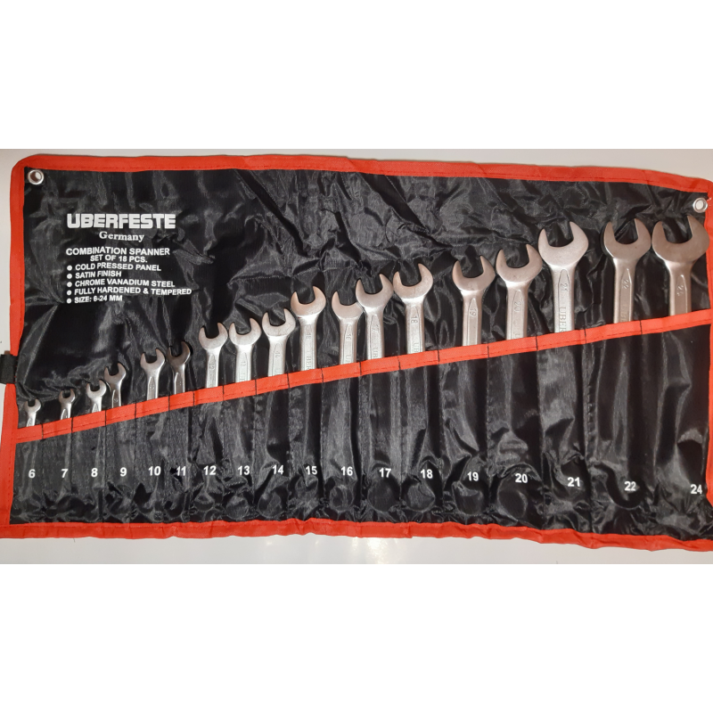 Kombinuotų raktų rinkinys 18d. 6-24mm, CrV