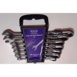 Vartomų raktų su terkšle komplektas 7d., 8-19mm, Cr-V