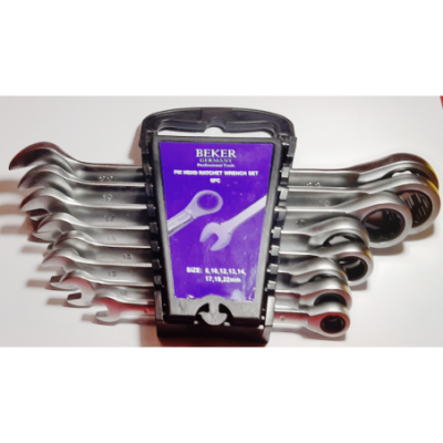 Raktų su terkšle komplektas 8vnt, 8-22mm, Cr-V