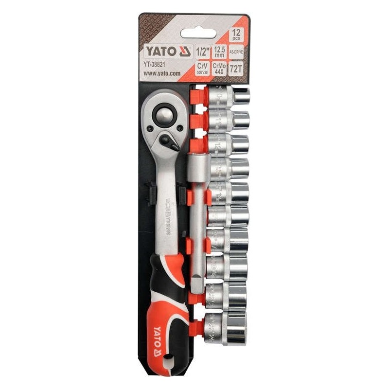 Galvučių rinkinys su terkšle 1/2", 12vnt