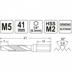 Kombinuotas grąžtas-sriegiklis M5, HEX