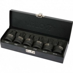 Smūginių antgalių rinkinys 3/4"(20mm), Torx/Spline, 6 vnt.