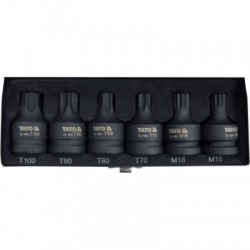 Smūginių antgalių rinkinys 3/4"(20mm), Torx/Spline, 6 vnt.