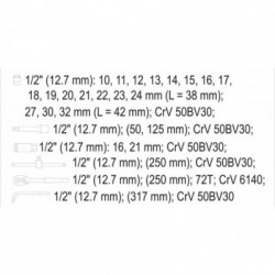 Įrankių rinkinys 25vnt, 1/2"