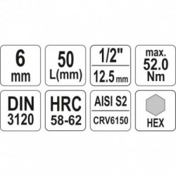 Antgalis įpresuotas į galvutę 1/2, Hex, H6
