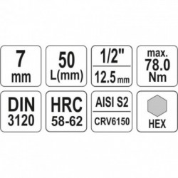 Antgalis įpresuotas į galvutę 1/2, Hex, H7