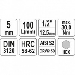 Antgalis įpresuotas į galvutę 1/2, Hex, H5