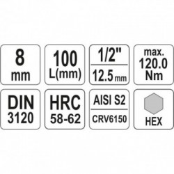Antgalis įpresuotas į galvutę 1/2, Hex, H8