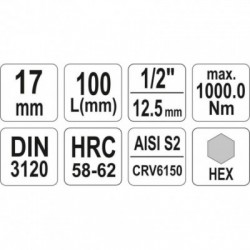 Antgalis įpresuotas į galvutę 1/2, Hex, H17
