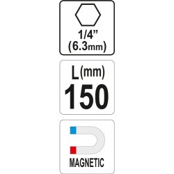 Antgalių laikiklis magnetinis 1/4″, ilgas 150mm