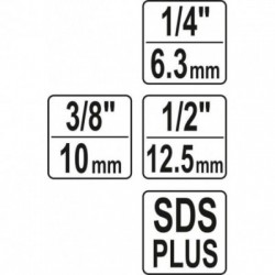 Adapterių rinkinys galvutem SDS-Plus 1/4, 3/5, 1/2