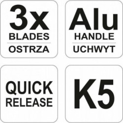 Stiklų išpjovimui įrankių rinkinys, 3-peiliukai.