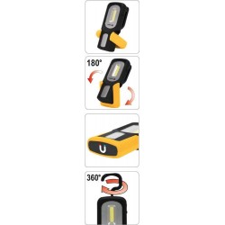 Darbo lempa akumuliatorinė COB LED 3W +raudona šviesa