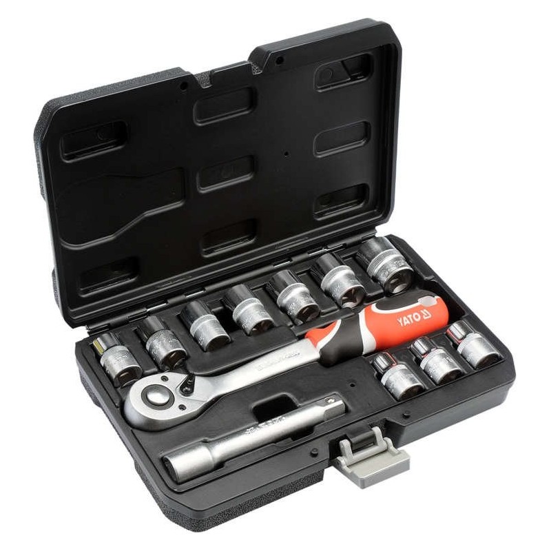 Galvučių rinkinys su terkšle 1/2″, 12vnt