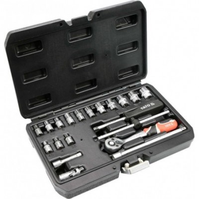 Galvučių rinkinys su terkšle 1/4(6.3 mm) 20vnt.