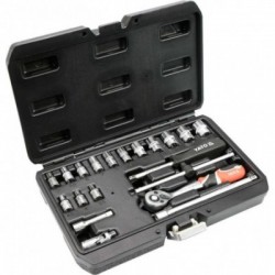 Galvučių rinkinys su terkšle 1/4(6.3 mm) 20vnt.