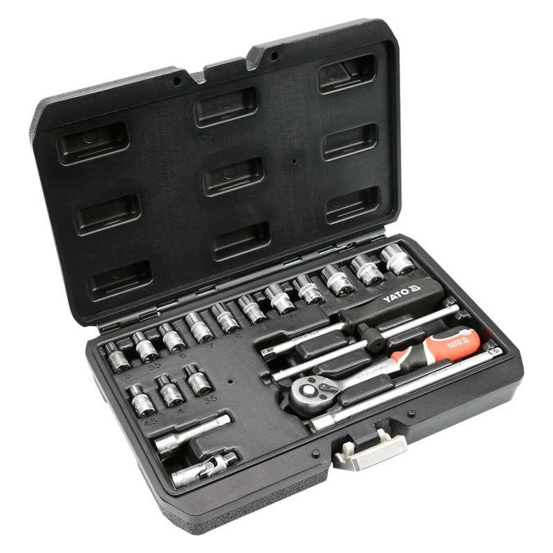 Galvučių rinkinys su terkšle 1/4(6.3 mm) 20vnt.