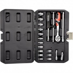 Galvučių rinkinys su terkšle 1/4(6.3 mm) 20vnt.