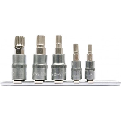 Antgalių komplektas, SPLINE, 1/4 ", 3/8", Cr-V, 5vnt., YATO