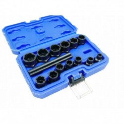 Smūginių galvučių rinkinys sugadintiems varžtams 6,35-19mm, 3/8″, 15vnt Smūginių galvučių rinkinys sugadintiems varžtams 6,35-19mm, 3/8″, 15vnt