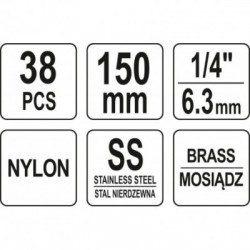 Šepečiai uždegimo žvakių ir purkštukų lizdams valyti 38  vnt.
