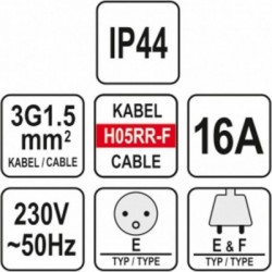 Elektros ilgintuvas 40m IP44,16A