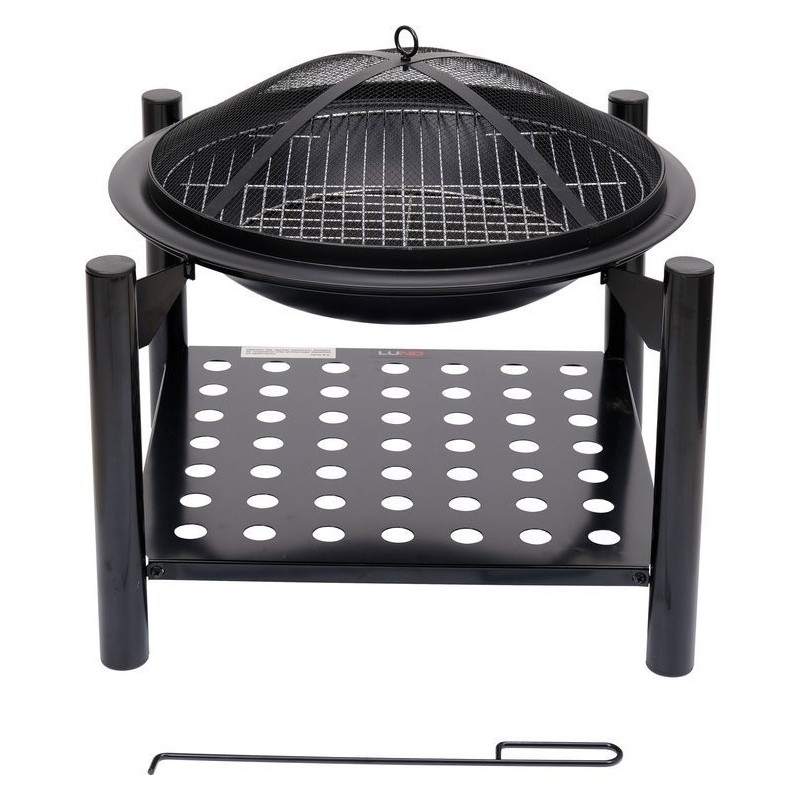 Plieninė krosnelė, grotelės, su malkų dėtuve, 50 cm