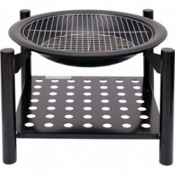 Plieninė krosnelė, grotelės, su malkų dėtuve, 50 cm