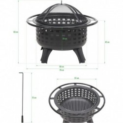 Plieninė krosnelė, chromuotos grotelės, 57 cm