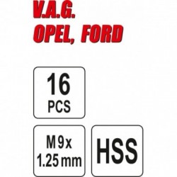 Stabdžių sriegių remonto rinkinys, M9 x 1.25, 16 vnt.