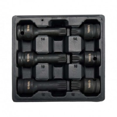 Smūginių antgalių rinkinys | 12,5 mm (1/2") | Spline (XZN) | 6 vnt.