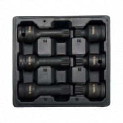 Smūginių antgalių rinkinys | 12,5 mm (1/2") | Spline (XZN) | 6 vnt.