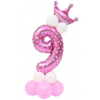 Set mit 9 rosa Luftballons...