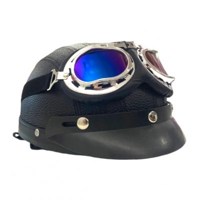 Retro-Motorrad-Lederhelm,...
