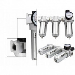 Trigubas drėgmės filtras su reguliatoriumi ir manometru Trigubas drėgmės filtras su reguliatoriumi ir manometru