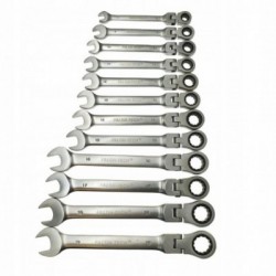 Lankstuomų raktų su terkšle komplektas, 12d., 8-19mm, Cr-V Lankstuomų raktų su terkšle komplektas, 12d., 8-19mm, Cr-V