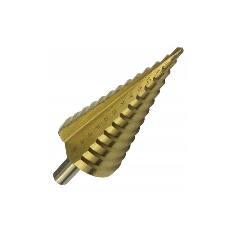 Grąžtas skylės platinimui, pakopinis 4-39mm Grąžtas skylės platinimui, pakopinis 4-39mm