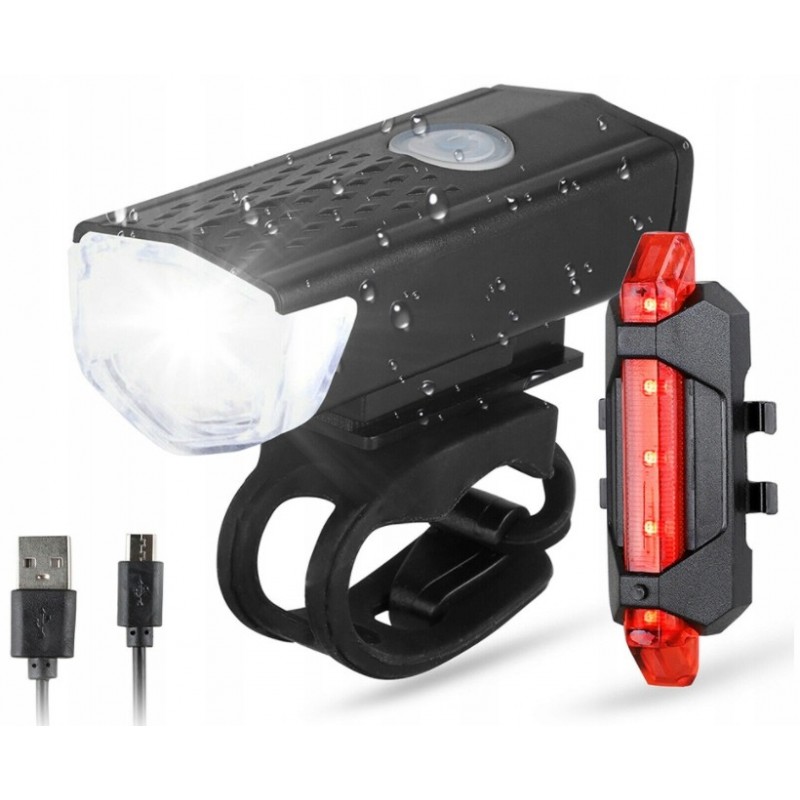 Dviračio prožektorius su LED, pakraunamas, 1100mAh baterija, +Galinis žibintas Dviračio prožektorius su LED, pakraunamas, 1100mAh baterija, +Galinis žibintas