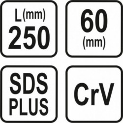 Kaltas betonui SDS PLUS plokščias platus 60x14x250 mm