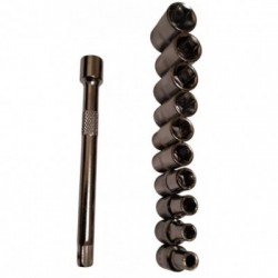 Galvučių su terkšle rinkinys 1/4″, 12vnt.