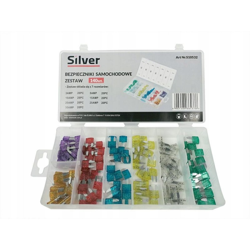 Automobilinių mini saugiklių komplektas 140vnt., 3-30A