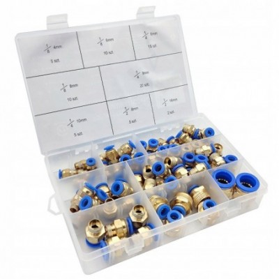 Pneumatinių sreginių greitųjų jungčių rinkinys 4-16 mm, 72 vnt.