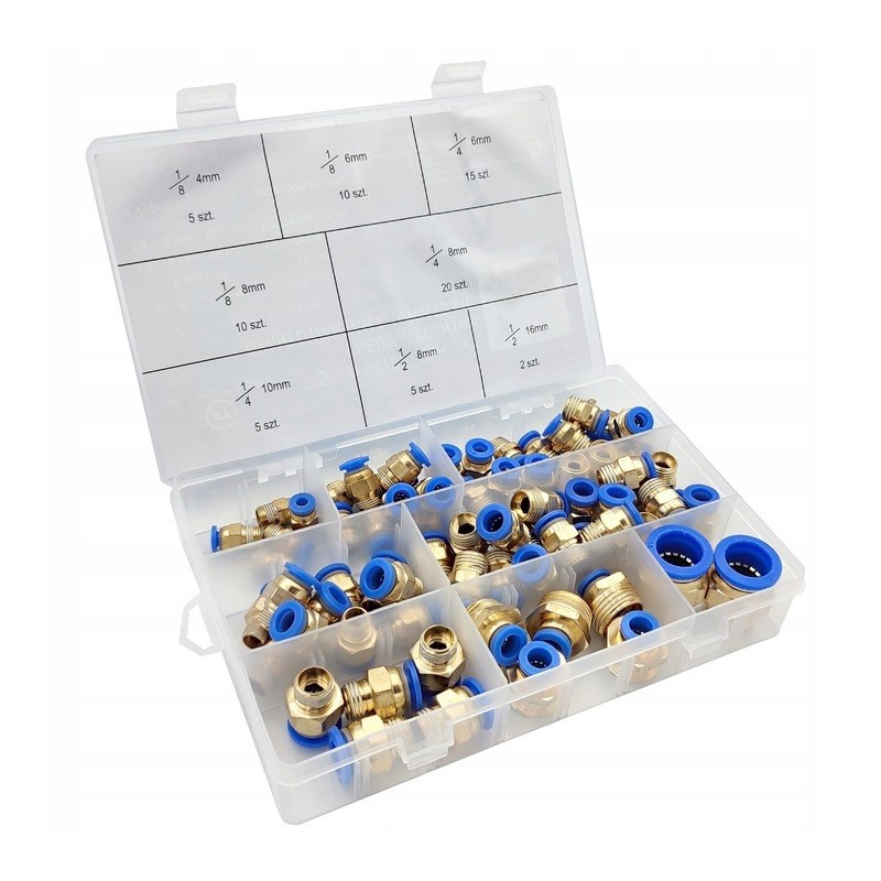 Pneumatinių sreginių greitųjų jungčių rinkinys 4-16 mm, 72 vnt.