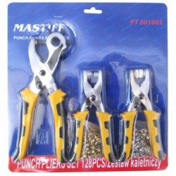 Skylių darymo ir kniedijimo replių rinkinys su kniedėmis 128vnt